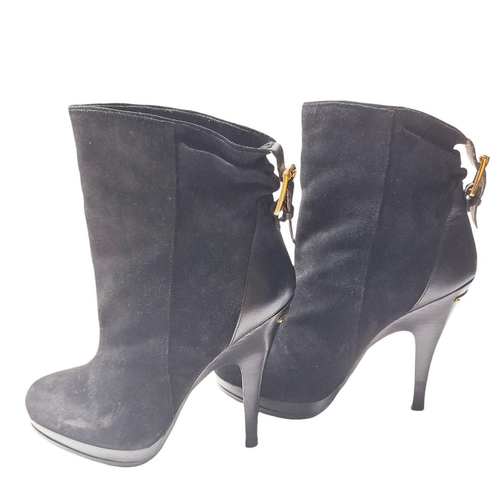 Michael Michael Kors   Black Suede Ankle Platform Heels Bootie Boots